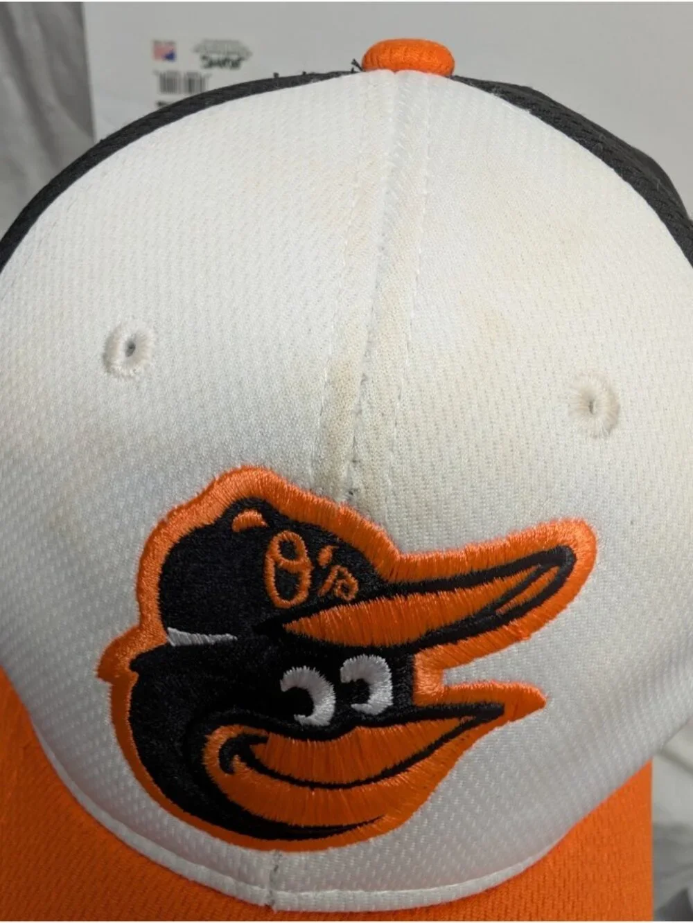 OC Sports Baltimore Orioles Youth Hat MLB 350 Cap White Black Orange Hook Loop